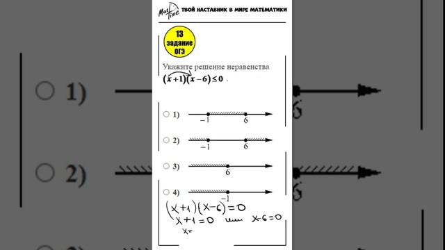 13 задание ОГЭ математика ФИПИ квадратное неравенство #маттайм #огэматематика #short #неравенства