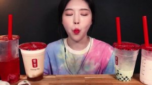 ASMR Fruit Chapssaltteok Bubble tea_Eat with Boki