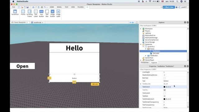 How To Open And Close A Frame With A Button I Roblox Studio Tutorial смотреть онлайн