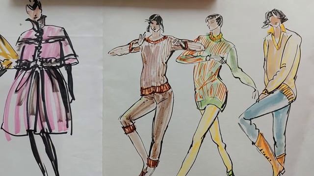 Fashion Illustration...How to draw knit wear.  니트 패션(니트웨어)표현법