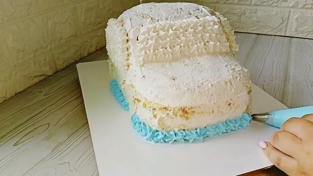Торт машинка / Оформление торта белково заварным кремом / Как сделать торт машинку / Детский торт.