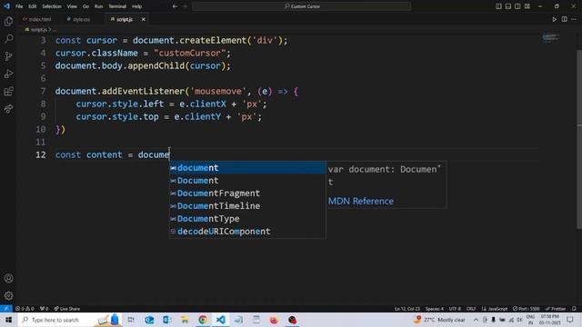 Make Custom Cursor using HTML, Css and JavaScript | JavaScript Projects | Responsive Website Projec