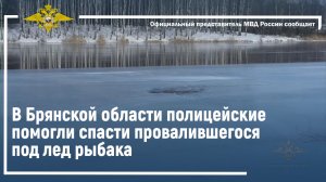 В Брянской области полицейские помогли спасти провалившегося под лед рыбака. 2022 г.