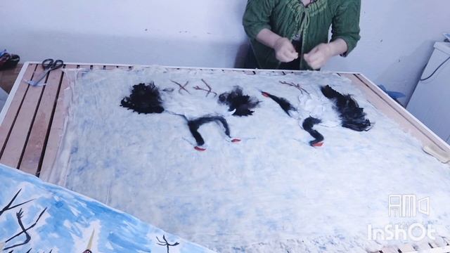 Панно рисуем шерстью.Подробный мастер класс.Панно