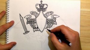 КАК НАРИСОВАТЬ ГЕРБ МИНИСТЕРСТВА ОБОРОНЫ РОССИИ. How to draw a coat of Russian Army