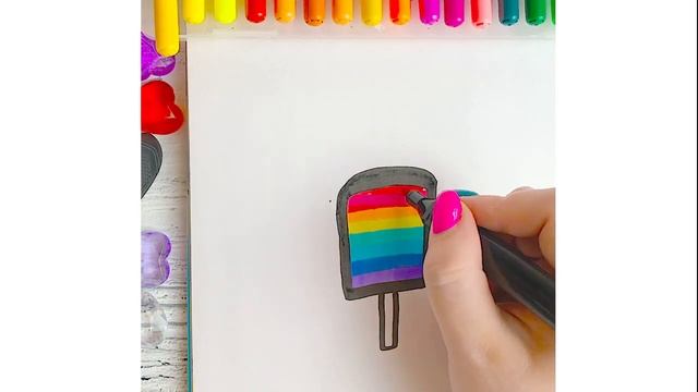 Как нарисовать Радужное Мороженое Детские рисунки Раскраски для детей