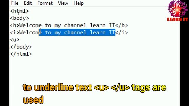 Text Formatting in html bold italic underline //basic tags in html mostly used//html Tutorials