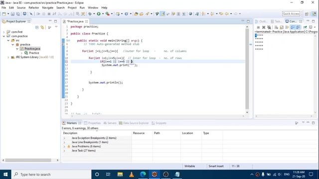 JAVA PROGRAMMING - Hollow Square & Right angled Triangle Patterns in Java - Explained in Telugu смотреть онлайн