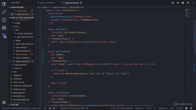 Lecture 58. Authorization Getting a User's Task | Scalable API | Modern | Master NestJS (2021)