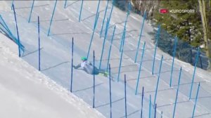 Чудовищное падение итальянской горнолыжницы, передаю