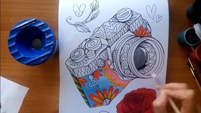 Раскрашиваем вместе раскраску Ловец снов. Хипповый фотоаппарат )))) смотреть онлайн