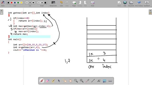 Find Maximum of an Array using Recursion | Algorithms in c++