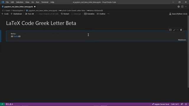 Jupyter Notebook | Markdown | LaTeX | How to Show Greek Letter Beta Using LaTeX Code смотреть онлайн