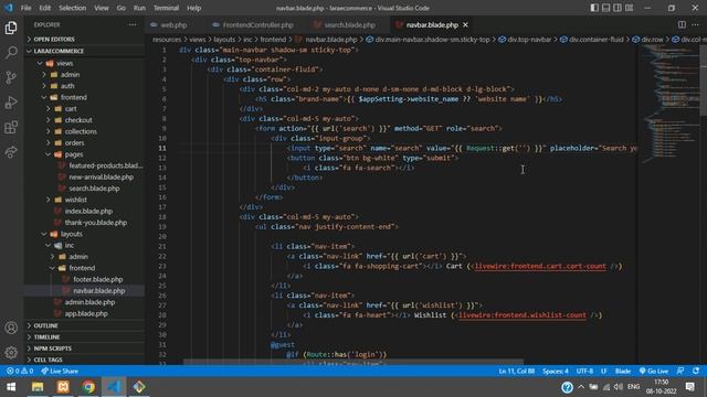 Laravel 9 Ecom - Part 57: How to make Search bar for products in laravel 9 | Product Search Page