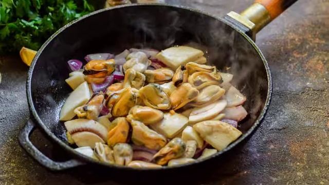 Мидии со шпинатом смотреть онлайн