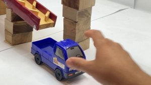 Marble Run Race ☆ HABA Slope & Retro Makita Truck, Garbage Truck Long Version #16