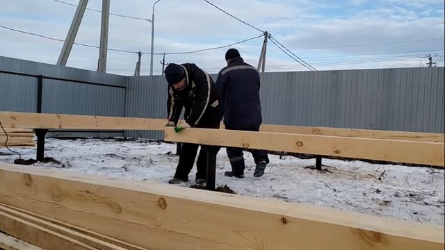 Обвязка брусом свай! (фундамент)