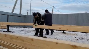 Обвязка брусом свай! (фундамент)