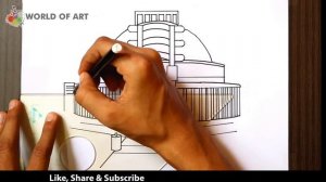 How to draw Sanchi stupa Step by step | Drawing tutorial | sanchi stupa