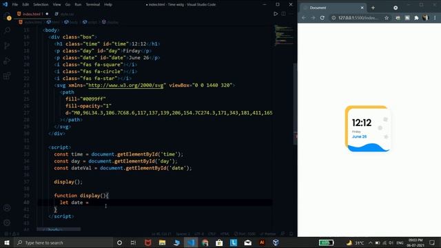Time & Date Widget Using JS || HTML CSS JS