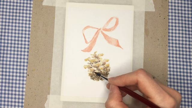 Как нарисовать сосновую шишку акварелью/Новогодняя открытка/How to paint Pinecone/DIY Christmas car