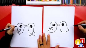 How To Draw Cute Cartoon Valentine's Birds