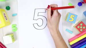 Numeral 5. Study the numeral five, educational video