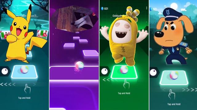 Pikachu  Angry birds  Oddbods bubble  Sheriff labrador  coffindance tileshop game