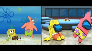 SpongeBob VS Among Us (beating up Patrick)