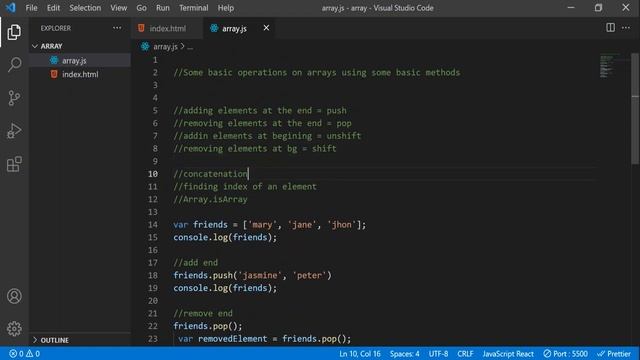 Javascript tutorials for beginners | Array Methods in javascript