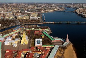 Санкт-Петербург с высоты. Белые ночи, разводные мосты, Нева.