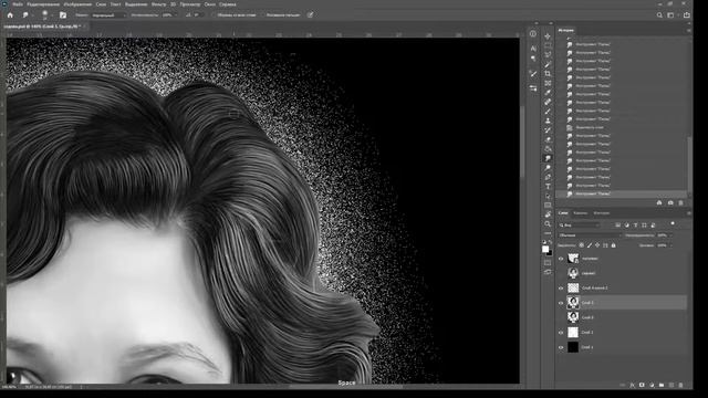 ретушь для гравировки, брови, волосы, женская прическа смотреть онлайн