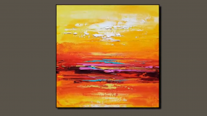 Простая демонстрация абстрактной пейзажной живописи  с использованием мастихина и акрила #09