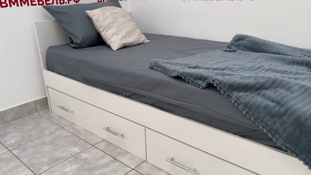 Кровать Амели 90 (90 на 200), белая с ящиками (ВМ-Мебель) смотреть онлайн