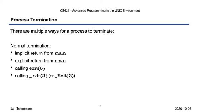 Advanced Programming in the UNIX Environment: Week 06, Segment 3 - Program Termination