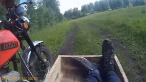 Покатушки на ИЖ Юпитер 5  с коляской по полям лето 2017 Часть 1