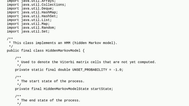 Codereview: First order hidden Markov model with Viterbi algorithm in Java