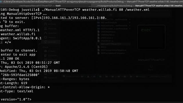 HTTP over TCP using Swift programming language