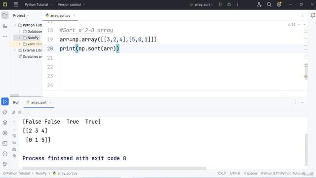 Day 46 - 61 - Sorting arrays Sorting arrays of strings Boolean array Sorting a 2D array