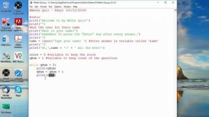 03 Python: Maths Quiz - While Loop - Edujo