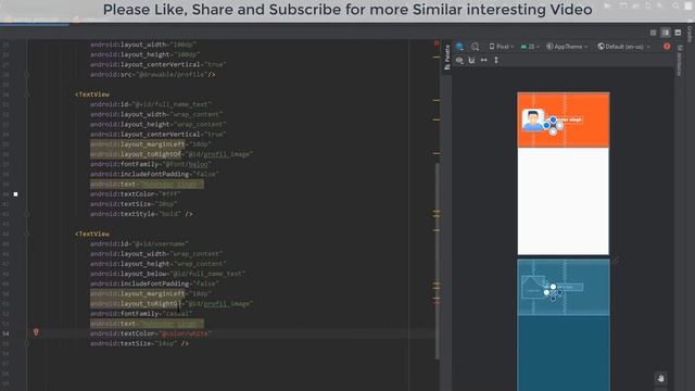 Profile UI Design in Android Studio create by using google Material design [2021]