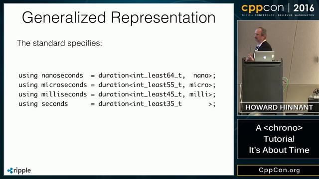 CppCon 2016: Howard Hinnant “A ＜chrono＞ Tutorial"