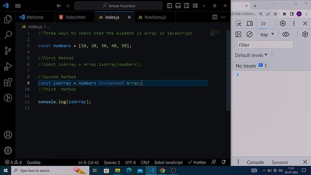 How to Check Element type  array in JavaScript  || Hindi || #javascript #spinningweb