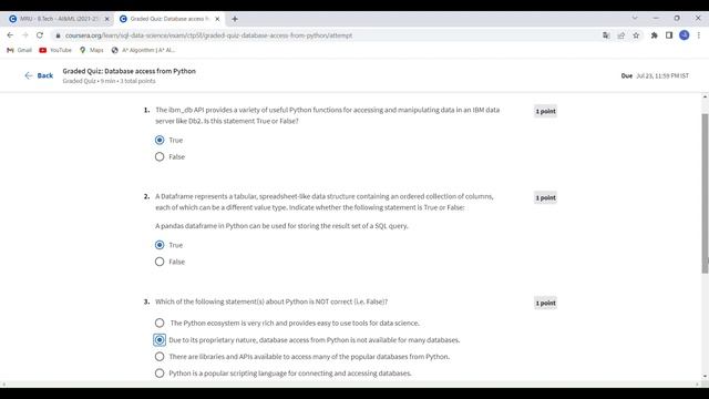 Databases and SQL for Data Science with Python Coursera Week 1 - 6 All quiz answers☑️☑️