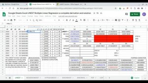 microsoft office excel LINEST function completely explained using Google sheets