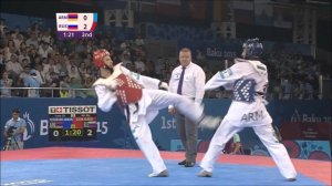 Taekwondo WTF. Baku 2015 European Games. Quarterfinal. M-80. Yeremyan-Gaun.