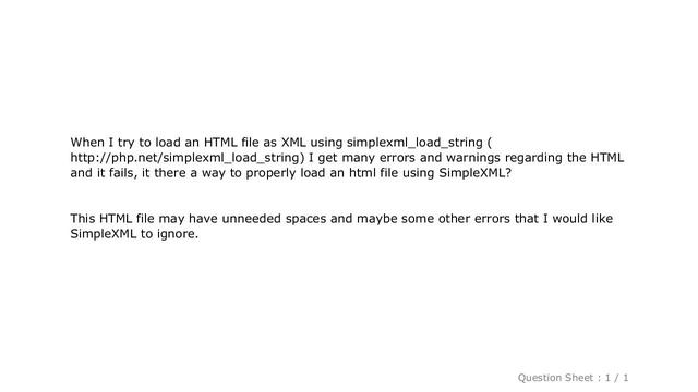 HTML : PHP SimpleXML: How can I load an HTML file?