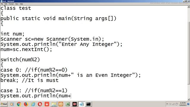 Java Even Number Odd Number Example Program Using switch case Statement | Java Even Odd Number