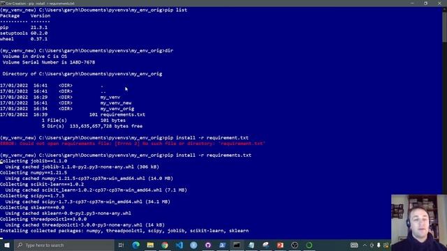 Python Virtual Environments and package dependencies with a requirements.txt