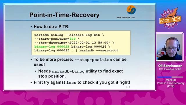 MariaDB Point-in-Time-Recovery смотреть онлайн
